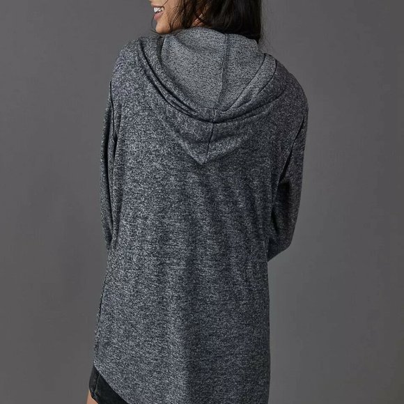 Anthropologie Dolan Gray Hooded Zip Up Leather Trim Tunic Sweater - Picture 4 of 12